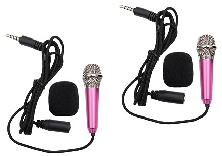ibasenice 2piezas Mini Micrófono Inalámbrico Rosa para Karaoke Altavoz Portátil Compatible Móvil y Pc para Fiestas y Grabaciones