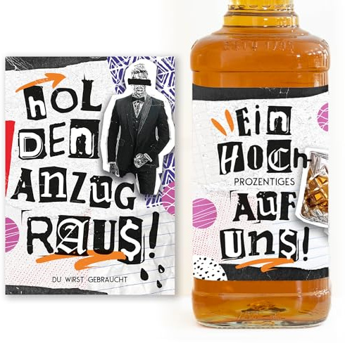 Geschenk für den Trauzeugen, Etikett - Ein Hoch auf uns, Postkarte - Hol den Anzug raus inkl. Briefumschlag, Trauzeugen fragen Mann