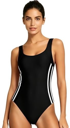 POWER FLOWER Costume da Bagno Intero da Donna Costume da Bagno competitivo Atletico Intero con Racerback Abbigliamento da Allenamento per Il Nuoto Costumi da Bagno per Donne (M, Y66644-Black)