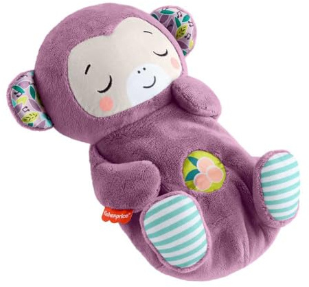 Fisher-Price Mono Morado Hora de Dormir Juguete para bebés, sonajero portátil de Peluche con Movimiento de respiración y Luces para bebés recién Nacidos a Partir de 0 Meses, JLH41