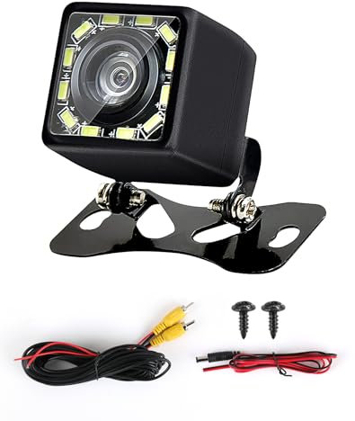 Rückfahrkamera Auto mit Ultra HD 1080P, 170° Weitwinkel, 12 LED Nachtsicht, IP68 Wasserdicht, 12V-24V Rückfahrkamera für PKW/LKW/SUV/Wohnmobil/Pickup/Vans, Mit Kabel für Einfache Nachrüstung