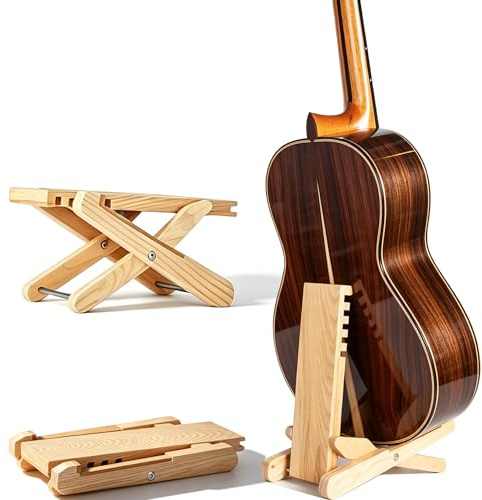 Guitar Footstool & Stand 2-in-1, Solid Wood Foldable Foot Stool for Classical Guitar, Adjustable Height, Stable Support for Practice & Performance – SPIKE