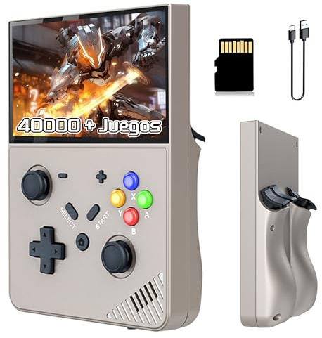 R43 Pro Consola portátil Retro con 40000+ Juegos,25 emuladores,Pantalla LCD IPS de 4,3 Pulgadas,480x272p,Sistema EmuELEC,Consola de Videojuegos portátil multilingüe,4000 mAh (Gris 256G)