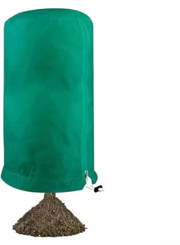 Housse de protection contre le gel d'hiver avec tissu imperméable, fermeture éclair et cordon de serrage pour protéger les plantes du froid (vert, 80 x 100 cm)