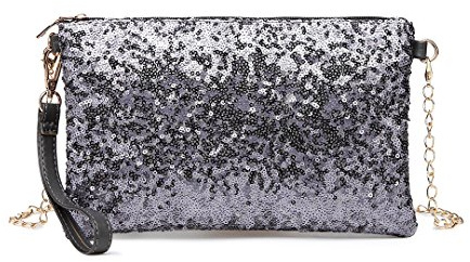 Miss Lulu Clutches Damen Kleine Kettentasche Damen Brieftaschen Umhängetasche Clutches Schultertasche Party Pailletten Synthetische