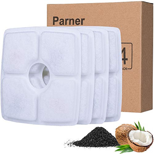 Ersatzfilter für Trinkbrunnen für Haustier, Filter mit Harz und Aktivkohle für Automatischen Blumenwasserspender Wasserbrunnen Trinkbrunnen Filter Kompatibel für Katze und Hunde-4PC