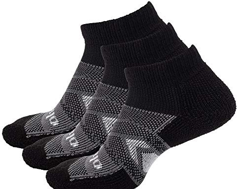 Thorlos Unisex-Adult's WCMU Work Maximum Cushion Ankle Sock, Black/Grey 3 Pack(Ankle), Large