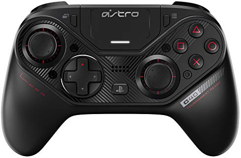 ASTRO Gaming C40 TR-Controller - Kompatibel mit Playstation 4 und PC + Zubehör (Reisetasche, 4 weitere Tastenkappen, Kabelloser USB-Transmitter), Schwarz