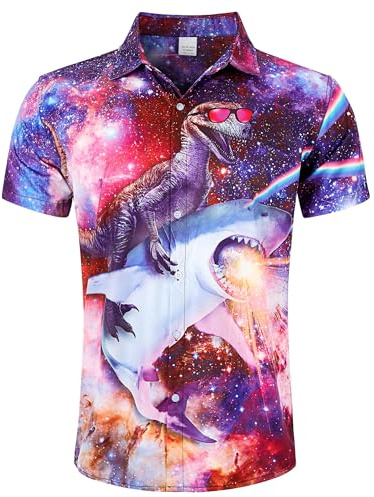RAISEVERN Mens Hawaiian Shirts Short Sleeve Funny Ugly Casual Shirt, M-XXL