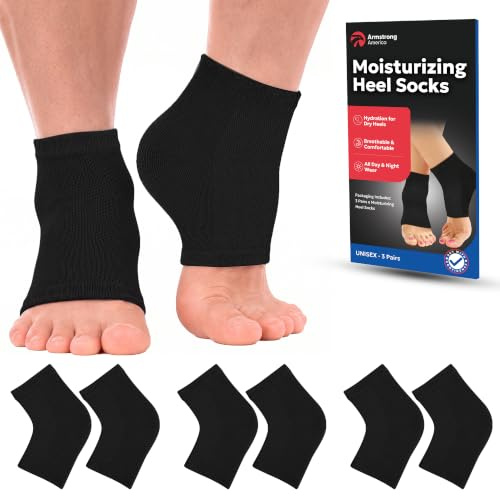 Moisturizing Socks for Men & Women | Cracked Heel Treatment with Aloe Vera | Moisturizer Foot Callus Remover | Aloe Socks for Cracked Heels & Dry Rough Feet (Black - 3 Pairs, X-Large)