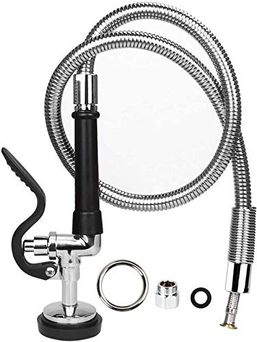KWODE Vorspülschlauch mit Sprühventil, 111,8 cm, flexibler Edelstahlschlauch mit Sprühdüse, Ersatz-Set für kommerzielle Küchenspüle (kostenloser Messing-Adapter zum Verbinden von zusätzlichem