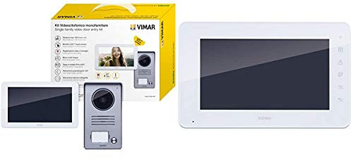 Vimar K40915 Kit Videocitofono Touch Screen Monofamiliare con Alimentatore Multispina, Grigio la Targa Esterna-Bianco Il Monitor & K40912 Monitor Supplementare per Kit Videocitofonico