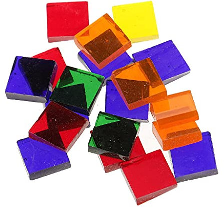 DawnDream Tesselles mosaique Beautiful de Couleurs Assorties de Couleur mosaïque en Verre Clair de Couleur carrée pour DIY Fabrication Artisanale Mosaique Verre