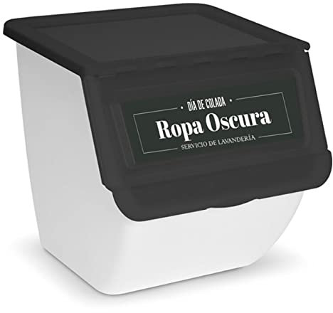 Acan Contenedor apilable de plástico con ruedas, organizador de ropa sucia, caja de almacenamiento para colada (Ropa oscura, 36 litros, 36 x 38,5 x 38 cm)