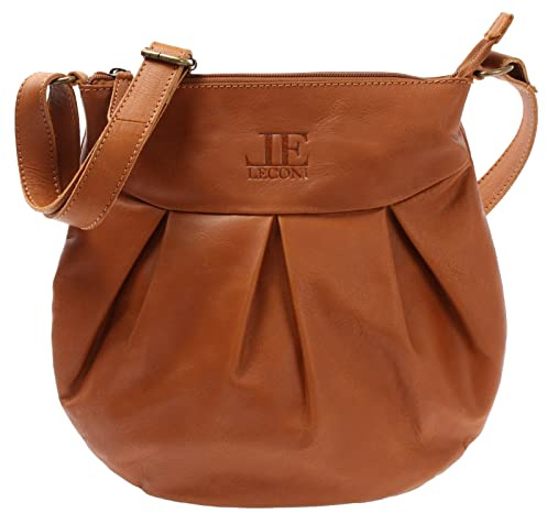 LECONI kleine Schultertasche Damentasche Umhängetasche natur weiche Ledertasche Handtasche Damen Leder 29x30x3cm LE0070
