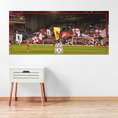 Themed Liverpool FC Wall Sticker - Stadium Kop & Flags Wall Decal Football Art Mural (180cm width x 120cm height)