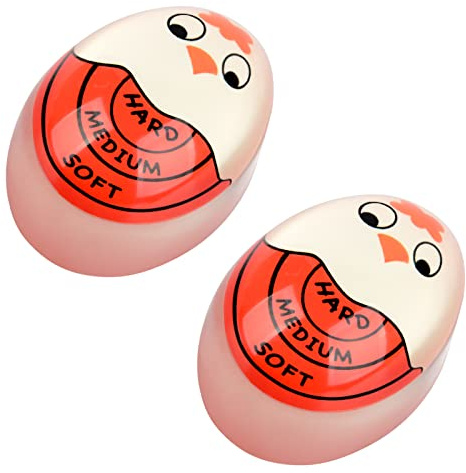 Egg Timer Sensitive Hard & Soft Boiled Color Changing Indicator Tells When Eggs are Ready (Red 2pack)