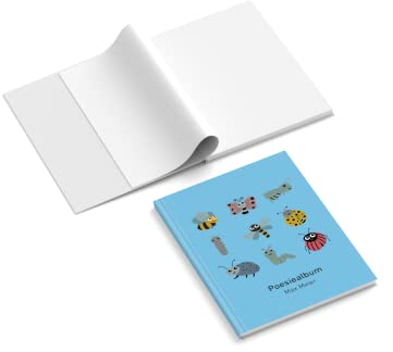 easyprint Poesiealbum personalisiert mit Name | Design Kleine Insekten | 148 x 210 mm | Hardcover | Papier 100 g/m² | Blanko Innenseiten | Farbe wählbar | Freundebuch | Erinnerungsbuch (Blau)