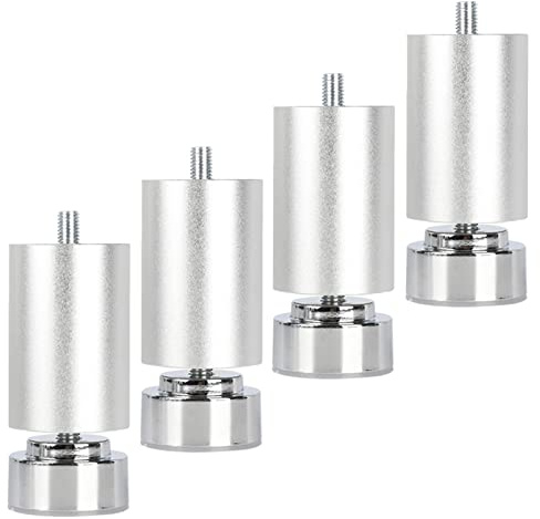 Jolan Metal Furniture Legs, Adjustable Table Legs, Aluminium Cabinet Legs, Sofa Legs, Diy Replacement Legs, Black/Silver, Furniture Feet for Bathroom Kitchen, 4 Pcs, M10 Bolts,Silver-25cm(9.8in)