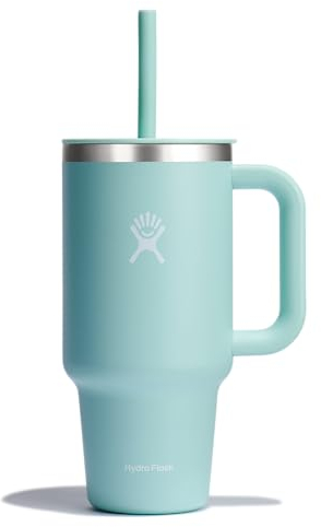 Hydro Flask Travel Tumbler with Handle, Lid and Straw - Insulated Stainless Steel in 32 Oz Dew