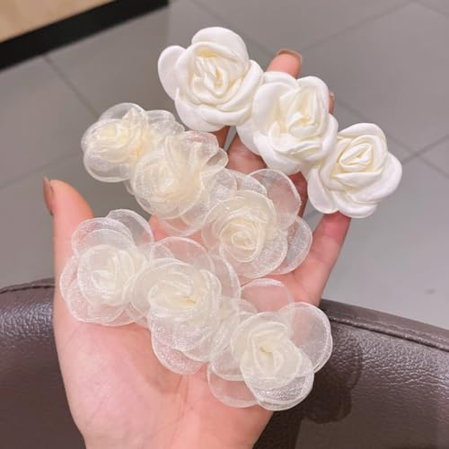 Hochzeitsspange, Blumen-Haarspangen, Braut-Haar-Accessoires für Frauen, 3 Stück, Elegant, Sanfte Kopfbedeckung, Haarstyling-Werkzeuge für Party, Hochzeit, Alltag