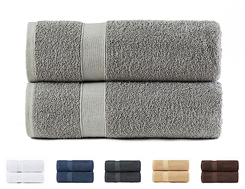 Todocama - Set di 2 asciugamani da bagno grandi, 100% cotone da 550 g/m², extra morbidi, altamente assorbenti e ad asciugatura rapida, 70 x 140 cm, colore grigio chiaro