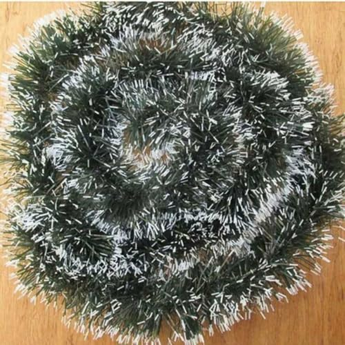 Zoegneer Weihnachtsgirlande, grüne Spitze, dekorative Streifen mit weißen Kanten, 2 m, 5 Stück