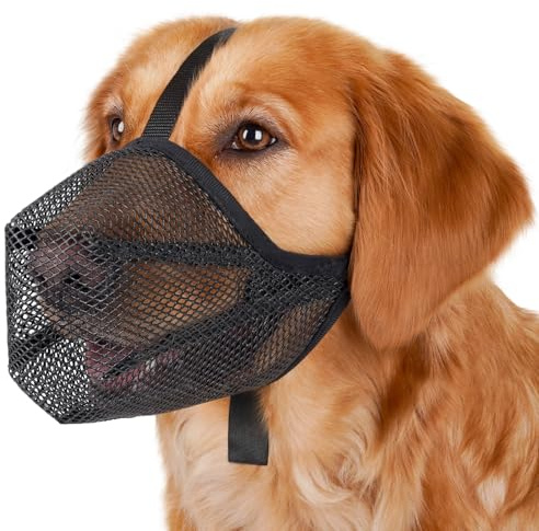 Mayerzon Dog Muzzle, Soft Mesh Muzzle for Small Medium Large Dogs Anti Bite Scavenging, Breathable Adjustable Mouth Guard for German Shepherd Labrador Golden Retriever in Grooming Walking Vet Visits