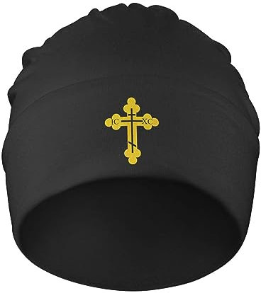 501 Damen Herren Strickmütze Orthodoxes Christliches Kreuz Wintermütze Bequeme Slouchy Turban Weich Chemo Hut Für Outdoor Adult Laufen