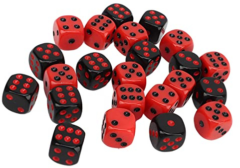Dadi a 6 Facce Dadi di Plastica Neri e Rossi 48 Pezzi Dadi a 6 Facce Set di Dadi da Gioco da Tavolo in Plastica Nera e Rossa per Bar da Festa Dadi a Sei Facce Rosso