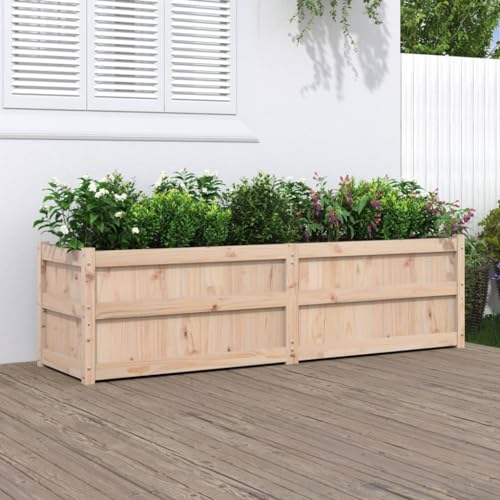AUVYI Pflanzkübel Hochbeet Gartenbeet Kräuterbeet Blumenkasten Gärten Dekoration Gemüsebeet für Anbau Pflanzen Blumen und Gemüse Gartenmöbel Innen-und Außeneinrichtung Braun 180x50x50 cm