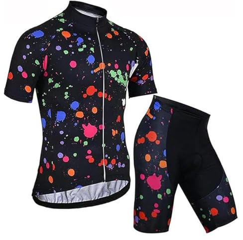 Radtrikot + Radlerhose für Herren, atmungsaktiv, Trikot für Fahrrad, Rennrad, Herren, mit 9D-Gel, für Mountainbike, Herren, schnelltrocknend, Radfahrer