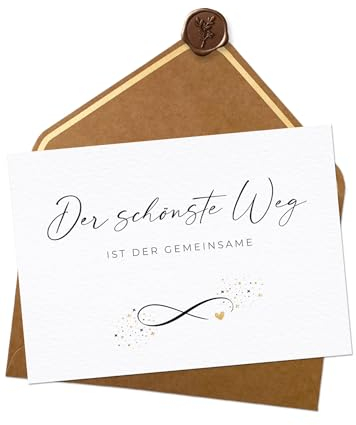 Joli Coon Hochzeitskarte - Der schönste Weg ist der gemeinsame Postkarte mit Kuvert und Wachssiegel