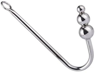 Stainless Steel Anal Hook, Buttplug Hook with 3 Interchangeable Heart Balls, Anal Sex Toys,Anal Beads BDSM Fetish Plug Masturbation Restraint,for Lovers Couple Gay Lesbian Unisex