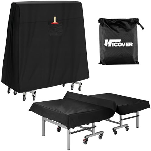 Tischtennisplatte Abdeckung 600D Hicover wasserdichte Tischtennis Abdeckung 165x70x185cm Oxford Tischtennis Schutzhülle Abdeckung für Tischtennisplatte Tischtennisabdeckung für Outdoor und Indoor