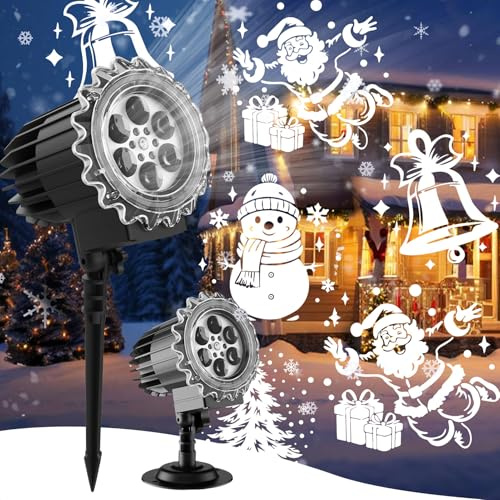 Aqash Proiettore Natale Esterno Luci Decorazioni - Proiettore Led Impermeabile IP65 Regolabile con Babbo Natale e Pupazzo di Neve per Feste Natalizie Interne ed Esterne 2025
