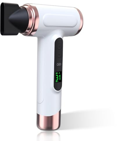 FöHn, 15000 MAh Haartrockner,Wiederaufladbar mit USB Aufladung, Kalter heißer Wind Kabelloser FöN mit für Reisecamping (WHITE)