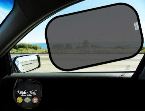 Car Window Shades - Certified 99.79% UVA & 99.95% UVB Sun Protection. Award Winning Car Sun Shade for Side Windows. 4 Pack Transparent Shades 22 x 14 - Window Shade for Car Baby by Kinder Fluff