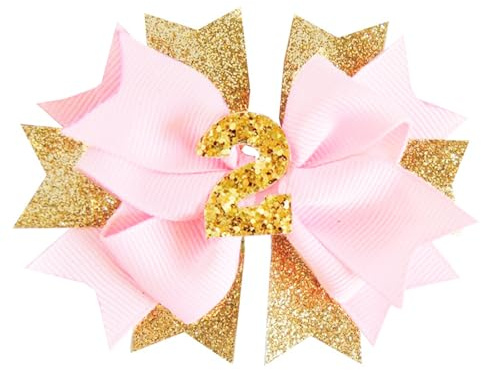 Nœuds d'anniversaire pour cheveux de filles, nœud à saupoudrer pour décorations de 2e anniversaire, confettis de crème glacée, accessoires pour cheveux, décorations de 2e anniversaire pour filles