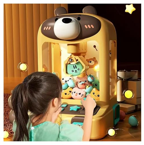 TYBEITAO Candy Grabber avec Lumières Et Musique,30 Peluches Et 10 Gashapons ， Machine a Pince Jeu Amusant Et Cadeau pour La Fête De Noël,Bear
