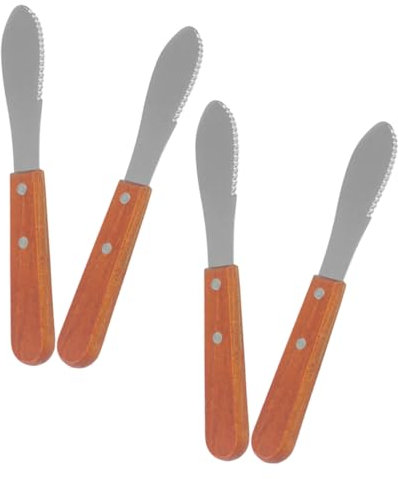 COLLBATH 4pezzi Coltelli Spalmatori Multifunzione Con Taglio in Acciaio Ad Alta Precisione Per Burro Formaggi Marmellate e Pane Design Elegante Con Manico in Legno Strumenti Pratici Per