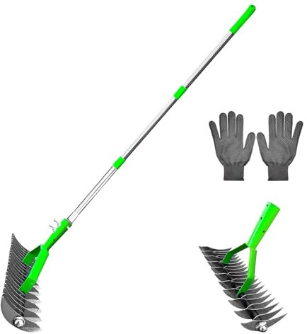 3-Section Handle Tube thatch Rake Rasenrechen Gartenspitzhacke rostfrei Nicht reibungsanfällig leicht zu montieren kostenlose Handschuhe