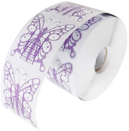 Moldes de Papel para Uñas en Forma de Ala, Pvc, Púrpura | 1 Rollo de 500 Piezas, para Práctica de Principiantes y Uso en Salón Profesional, Ayuda a Construir Uñas
