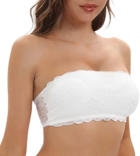 Cavotor Strapless Push Up Bra for Women Bandeau Bra Padded Supportive Non Wired Comfort (White,XL)