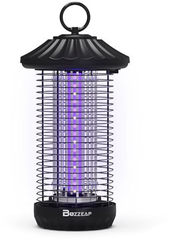 BUZZEAP LED Mosquito Killer Lamp, 3800V Electric Mosquito Zapper with Dual-Wave 365+395nm UV Light, 360° Attract Electric Bug Zapper, Insect Pest Fly Killer Trap, IPXS Waterproof, for Indoor & Outdoor