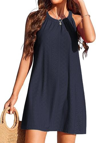 Cozyan Copricostume Donna Mare Vestito Stampato Ondulato Bikini Cover Up Senza Maniche Abito Vestiti Donna Scollo a V con Tasca Chiffon Copricostume Spiaggia da Mare