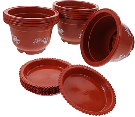 Kisangel Lot de 10 Pots De Fleurs Ronds Épais pour Rosiers Miniatures en Soie pour Intérieur/extérieur Sûrs Et Légers
