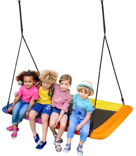 MINENICE Nestschaukel verkrümmt bis 300kg belastbar, 120-180cm verstellbares Seil, Hängeschaukel Baumschaukel, Outdoor Mehrkindschaukel Gartenschaukel für Kinder & Erwachsene