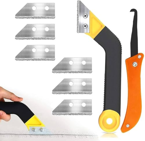 9-Teiliges Set Fugenkratzer,Fugenkratzer Fliesen,Fliese Fugenentferner,Mit 7 Ersatzklingen,Fliesen Abgewinkeltes Fugenwerkzeug,Geeignet Zur Fliesenreinigung,Reinigung Von Bad- Und KüChenbodenfliesen