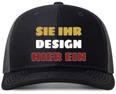 Kustima Schirmmütze personalisiert mit Foto/Logo/Text,Mesh-selbst gestalten,Trucker-Kappe selbst gestalten,Verstellbare Dad Cap für Männer & Frauen,Baseball Cap Herren Damen Schwarz